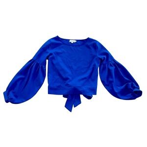 💙 Molly Bracken Royal Blue Tie Back Balloon Sleeve Blouse – Women’s XS 💙